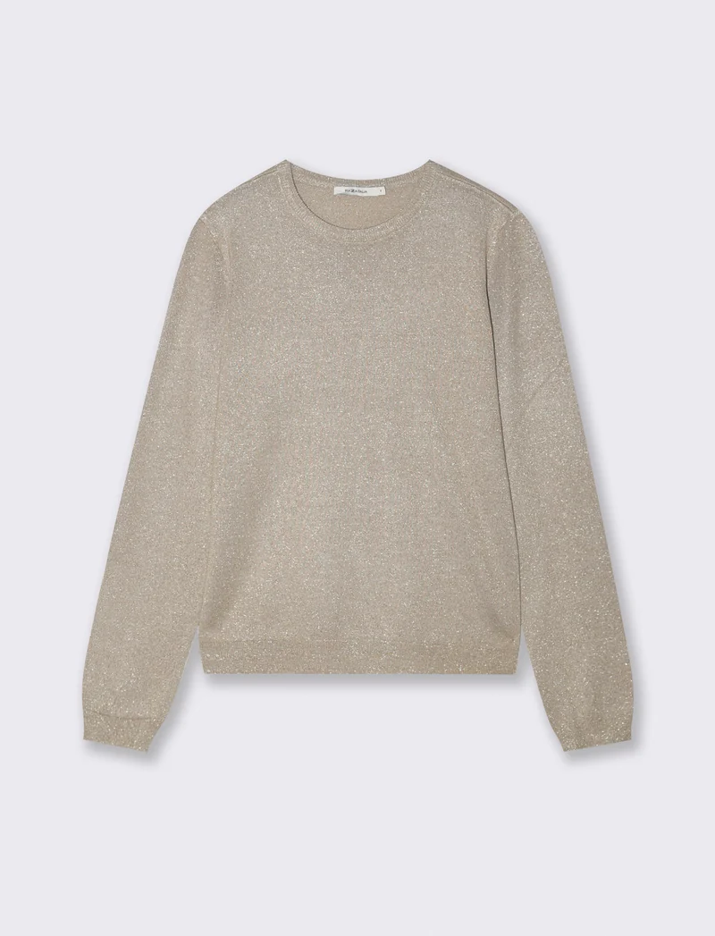 Maglia manica lunga effetto metallo - Beige grano