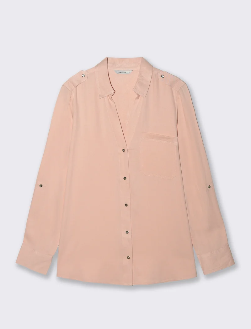 Camicia Basica con Tasche e Laccio - Pesca
