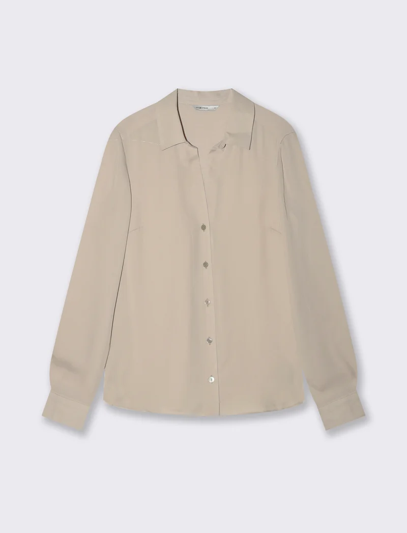 Camicia con Spacchi e Manica Lunga - Sabbia