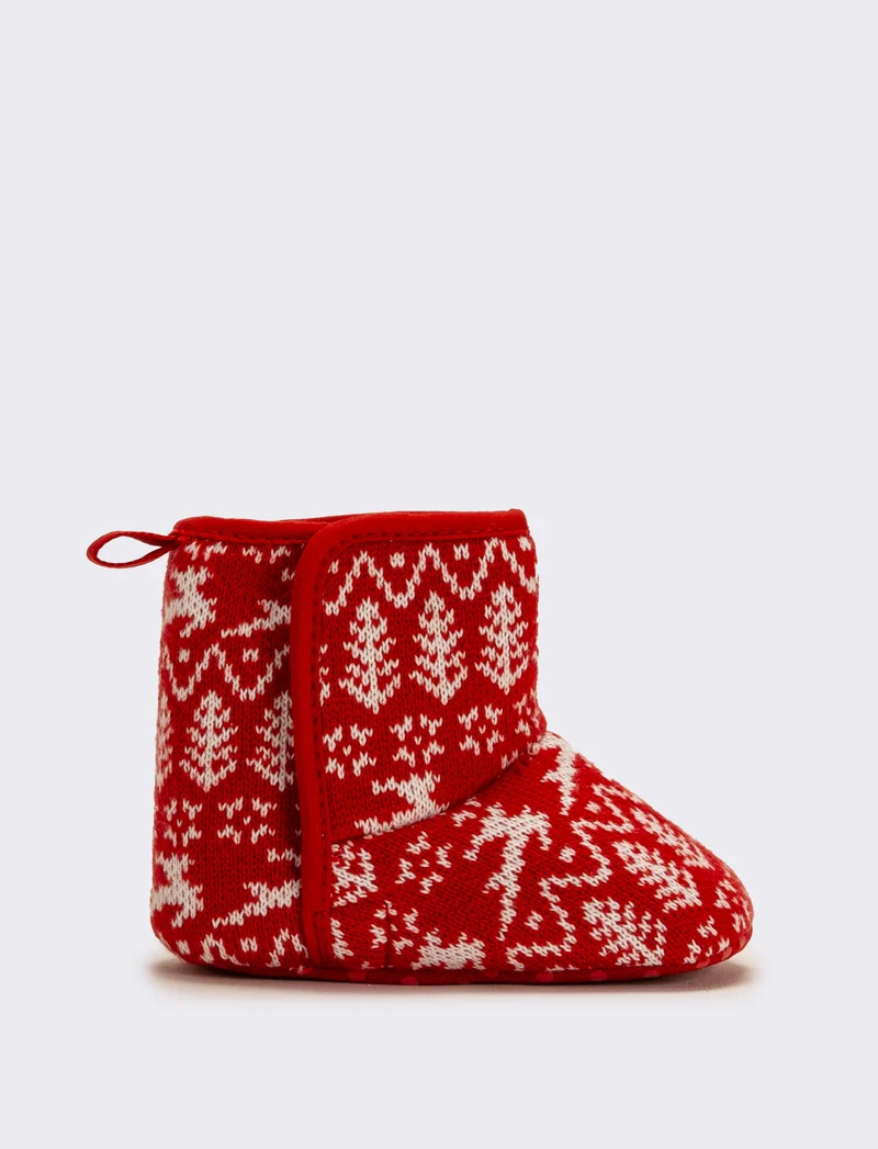 Scarpa in jacquard Natalizia da neonata - Rosso
