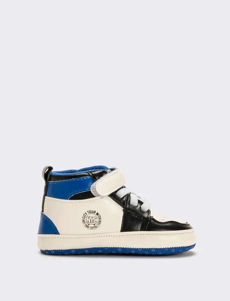 Scarpa a collo alto da neonato - Bianco-blu