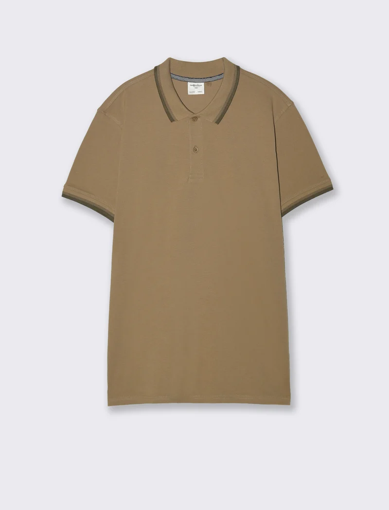 Polo in piquet con contrasti da uomo - Grigio tortora