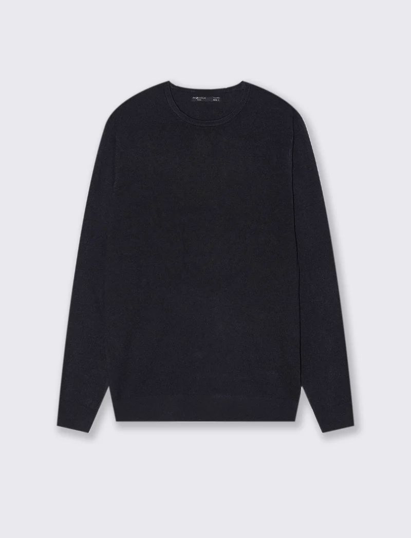 MAGLIA BASIC GIROCOLLO - Blu