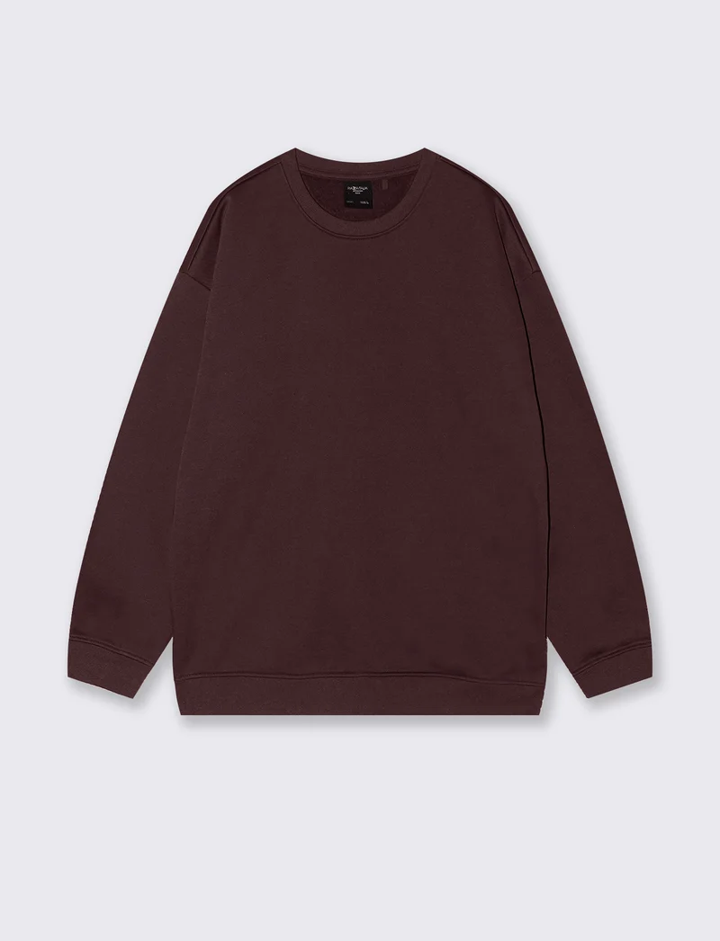 FELPA BASIC GIROCOLLO RELAXED FIT - Bordeaux