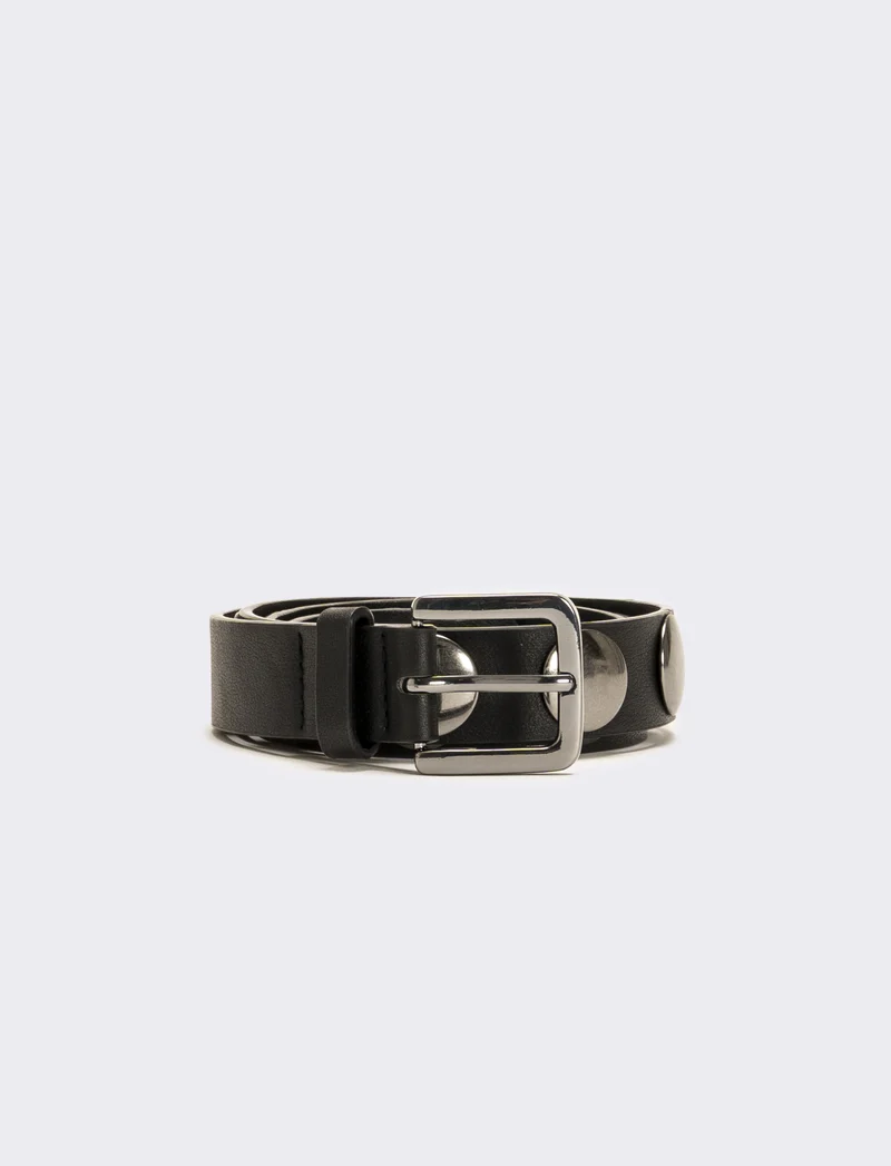 Cintura donna sottile con borchie - Nero