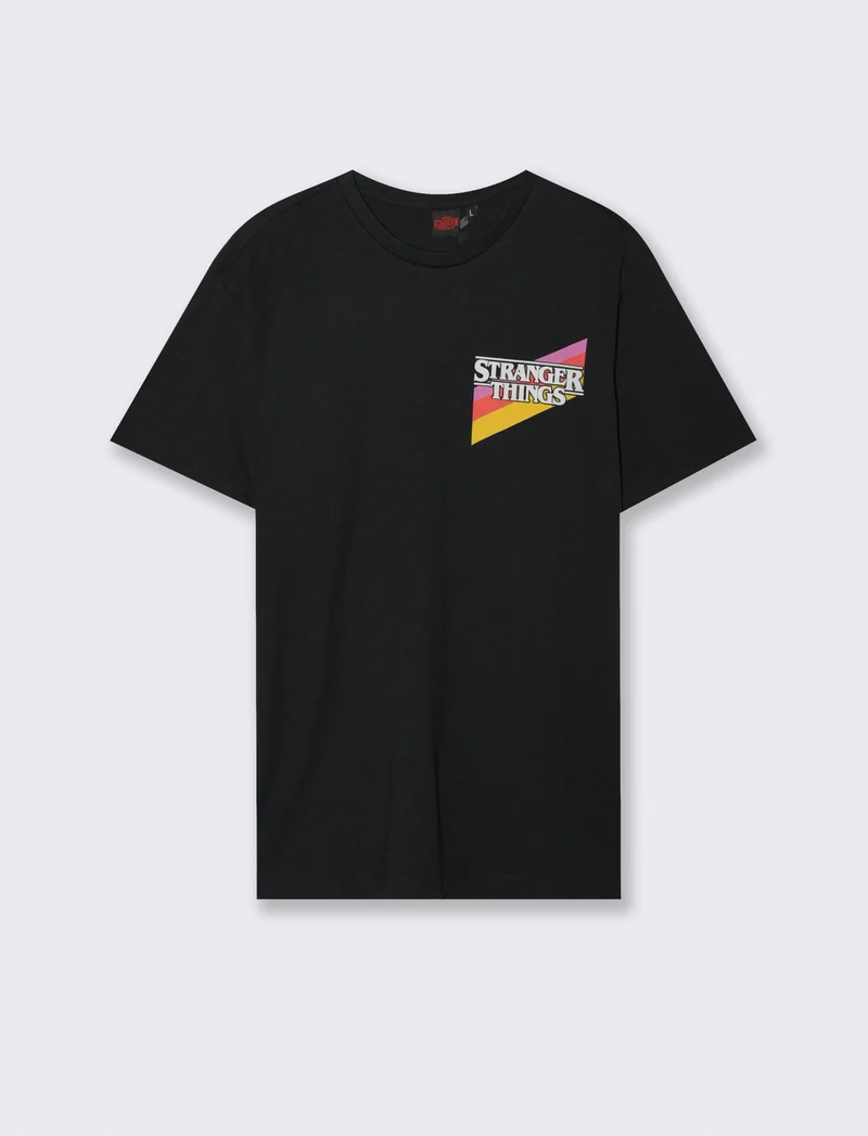 T-SHIRT STAMPA STRANGER THINGS - Nero