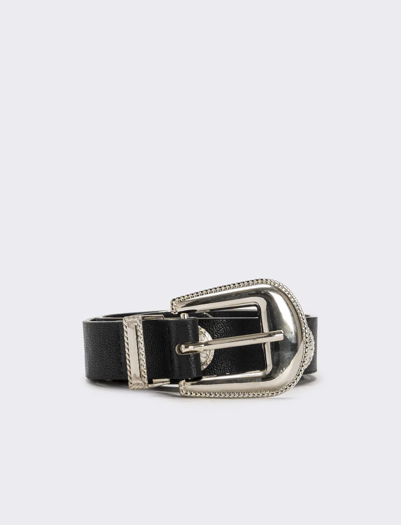 Cinture donna con borchie e puntale in metallo - Nero