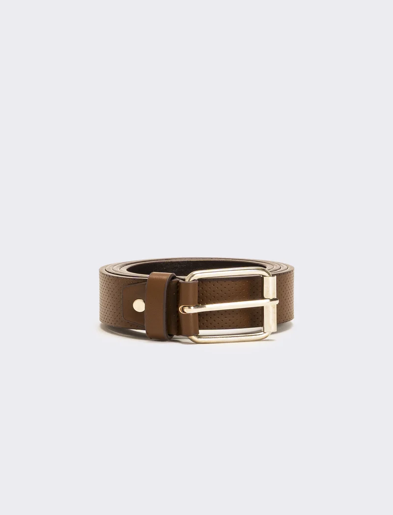 Cintura uomo stampa saffiano - Marrone