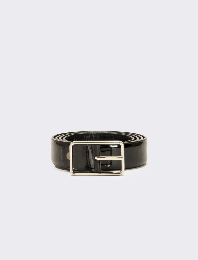Cintura uomo in vernice sottile - Nero