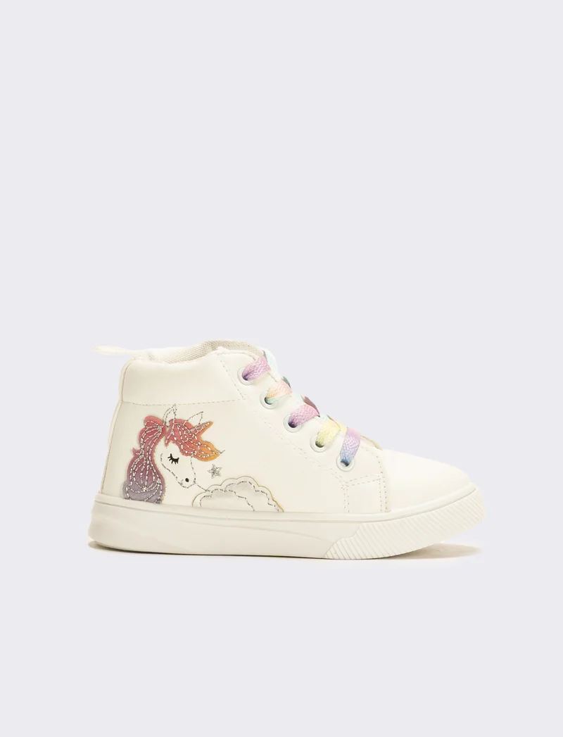Sneakers unicorno da bambina - Bianco