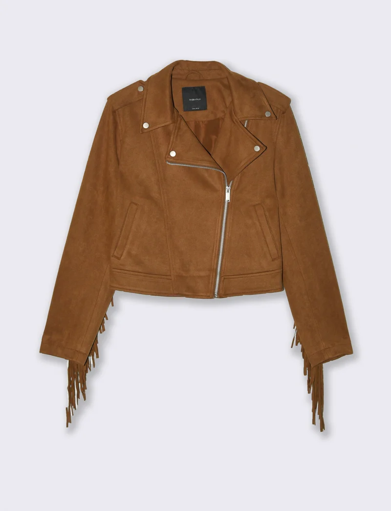 GIACCA CON FRANGE - Cognac