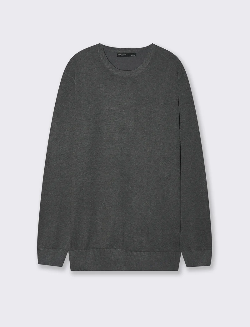 MAGLIA BASIC IN FILATO COMFORT - Antracite melange
