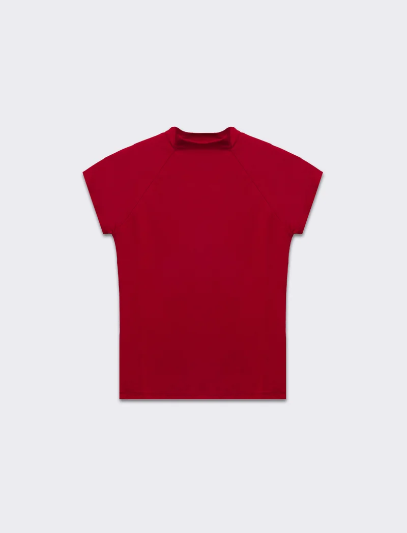 T-shirt mezzo collo da donna - Rosso