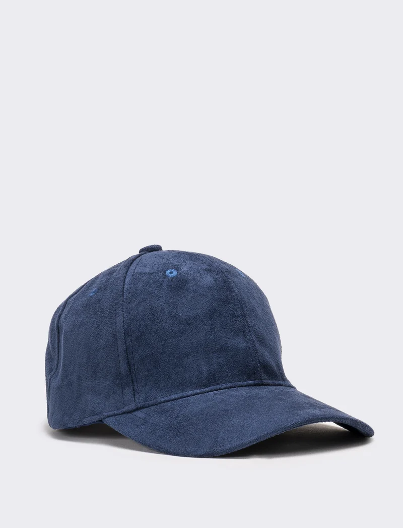 Cappello baseball uomo in suede - Blu