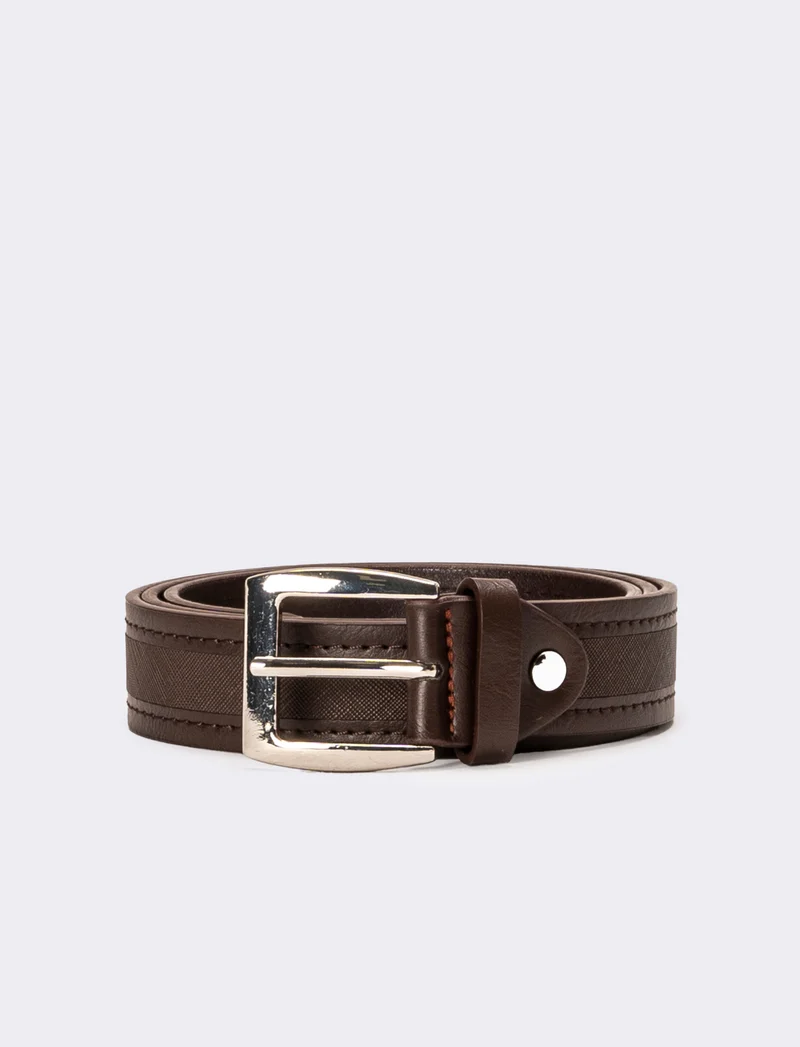 Cintura uomo saffiano e pvc - Marrone