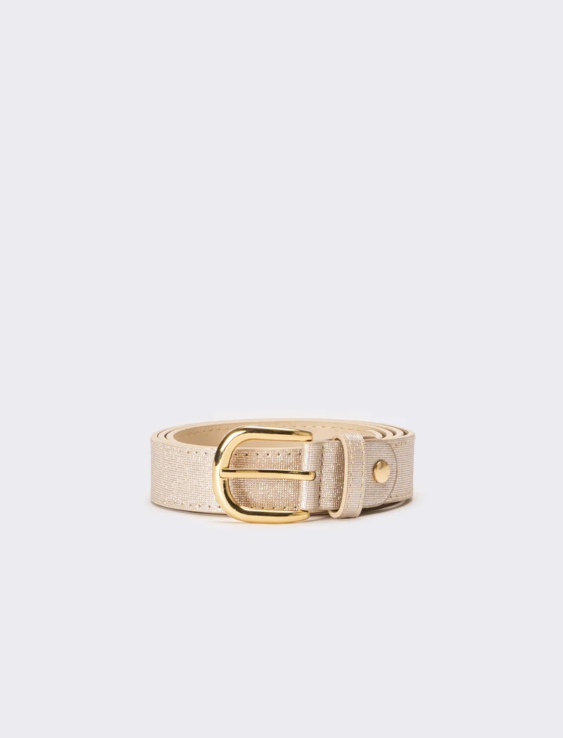 Cintura donna basic in tessuto lurex - Oro