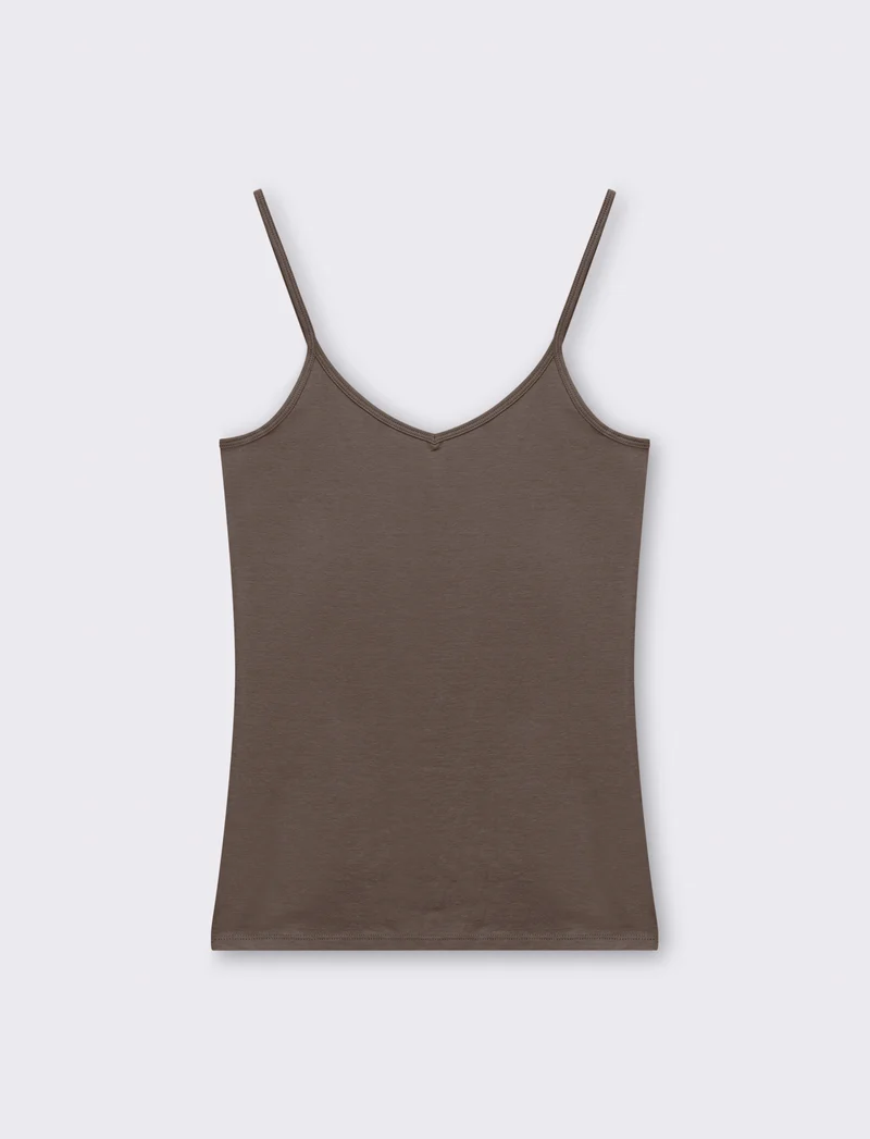 Top basico con scollo a v da donna - Verde salvia