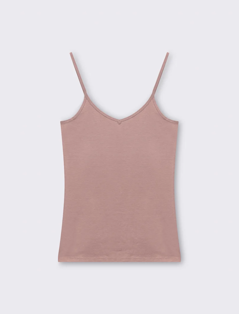 Top basico con scollo a v da donna - Rosa antico