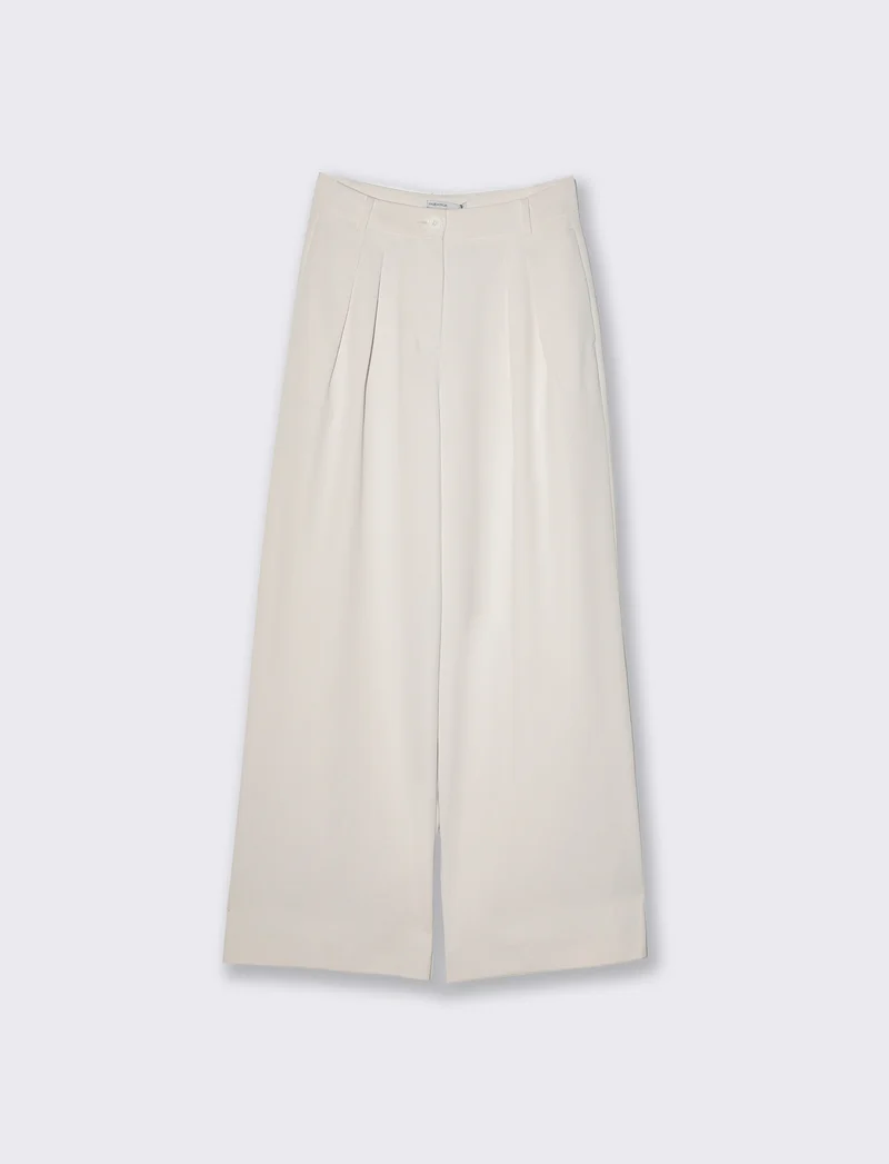 Pantalone gamba dritta da donna - Bianco panna