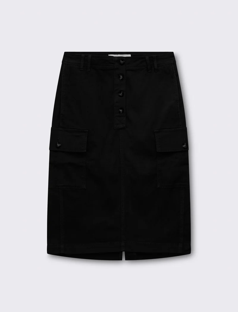 Gonna longuette con tasche da donna - Nero