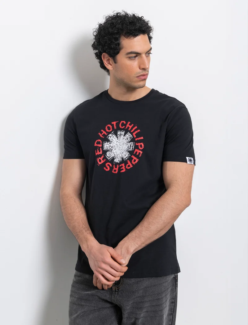 T-shirt stampa red hot chili peppers da uomo - Nero