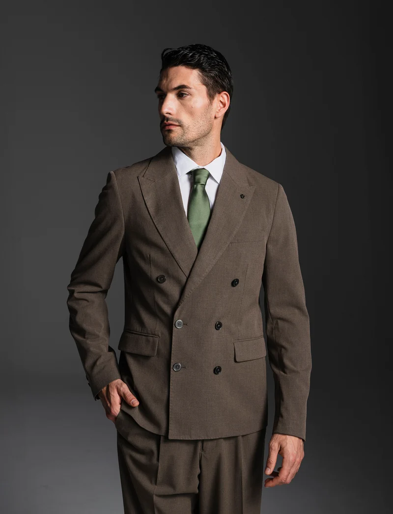 BLAZER DOPPIOPETTO DA COMPLETO FORMAL FIT - Grigio fango