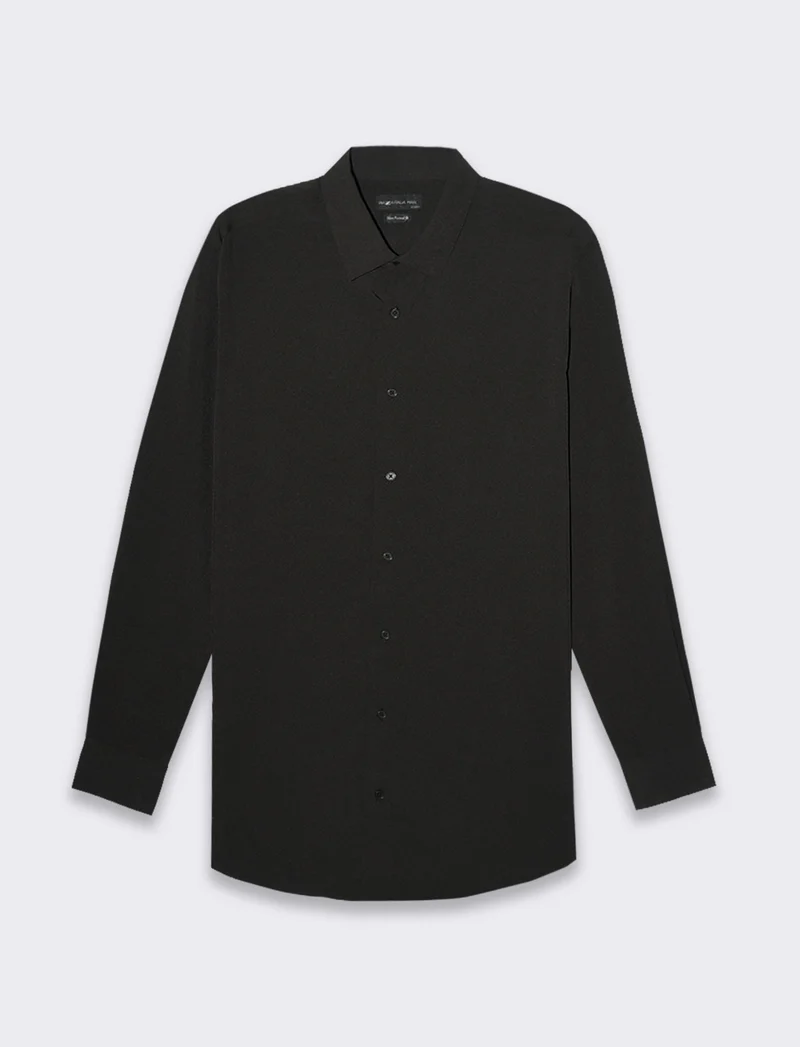 Camicia slim fit tessuto tecnico da uomo - Nero