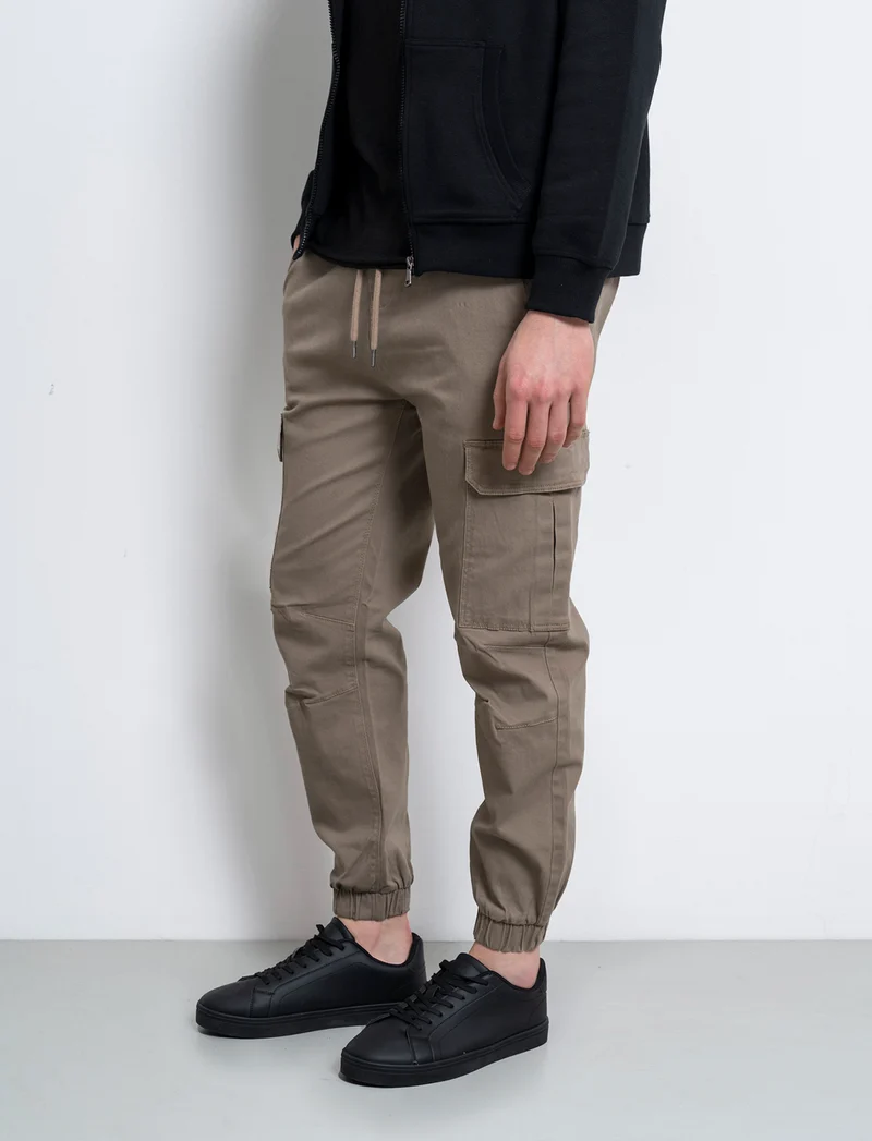Pantaloni cargo slim fit da uomo - Grigio tortora