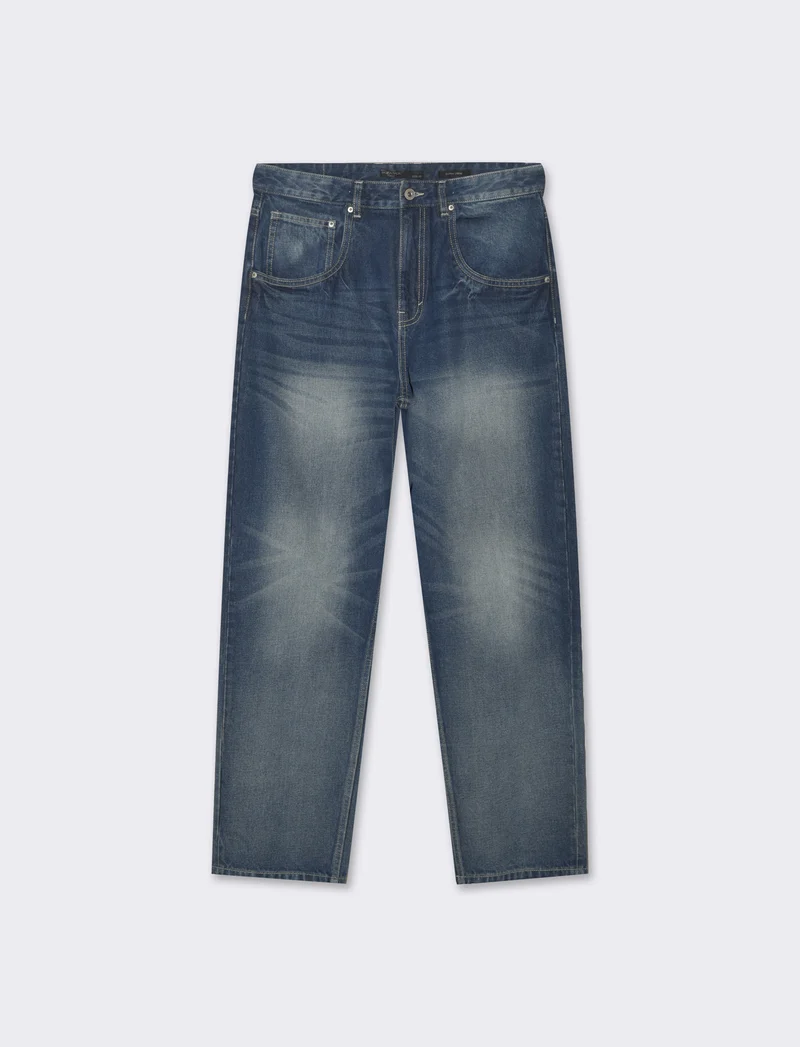 Jeans denim scuro extra loose fit da uomo - DENIM SCURO