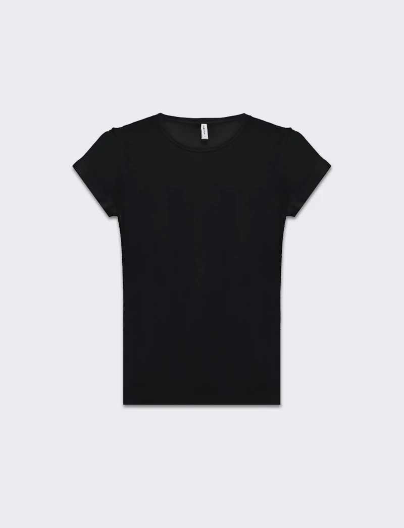 T-shirt basica manica corta da donna - Nero