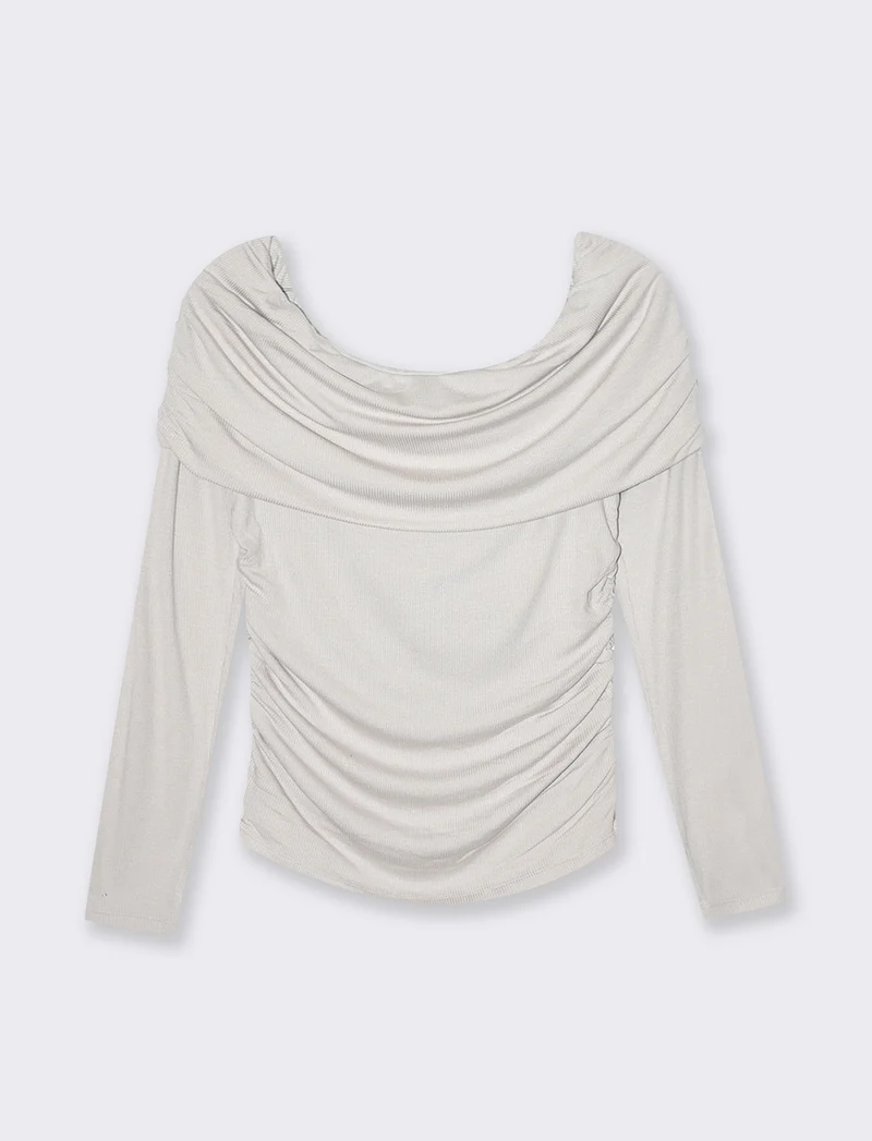 T-shirt off shoulder da donna - Sabbia