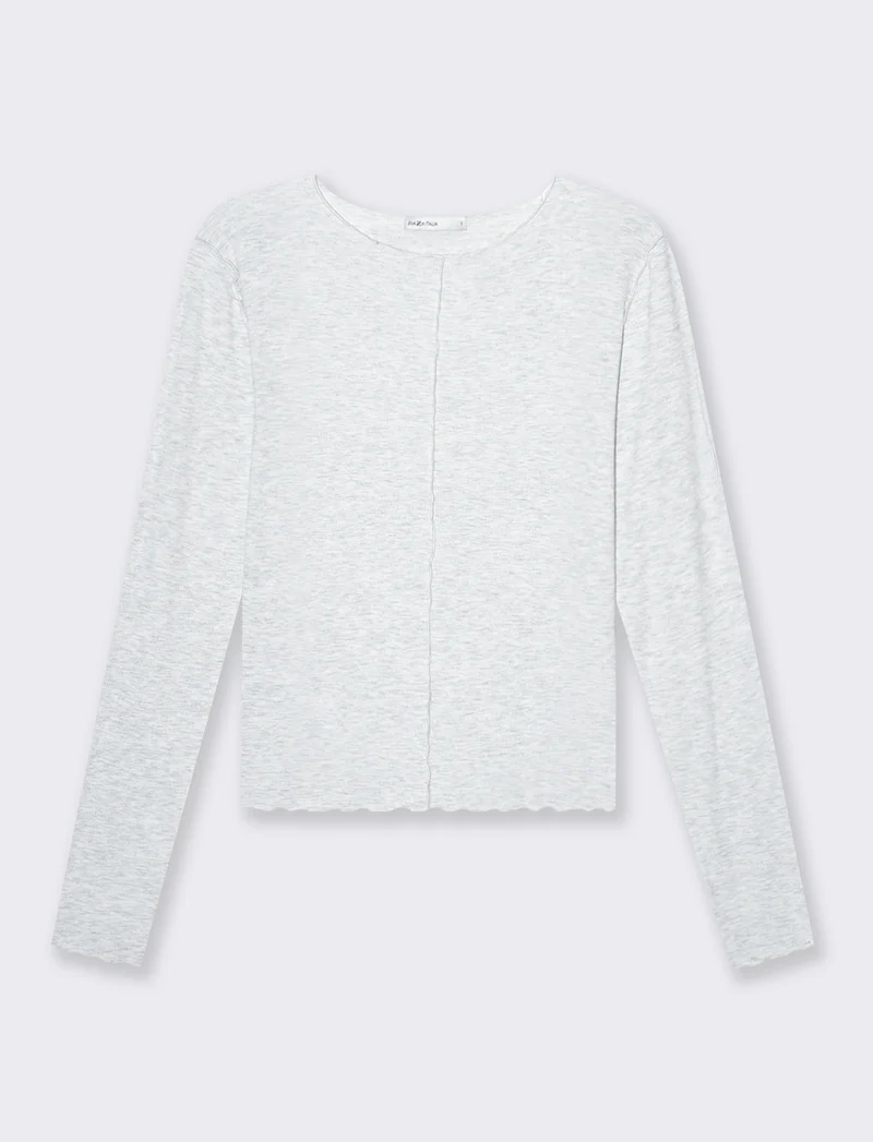 T-shirt a coste da donna - Grigio chiaro