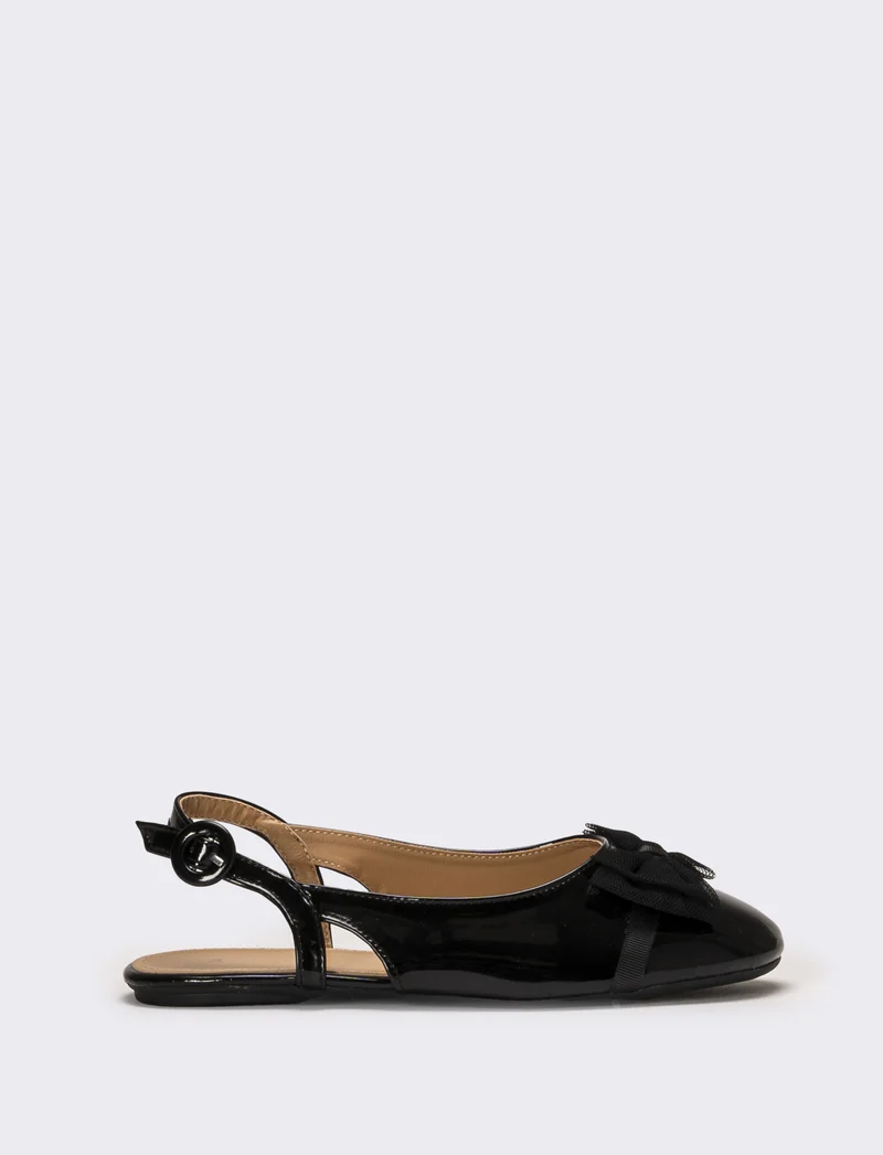 Slingback con fiocco in tulle da bambina - Nero