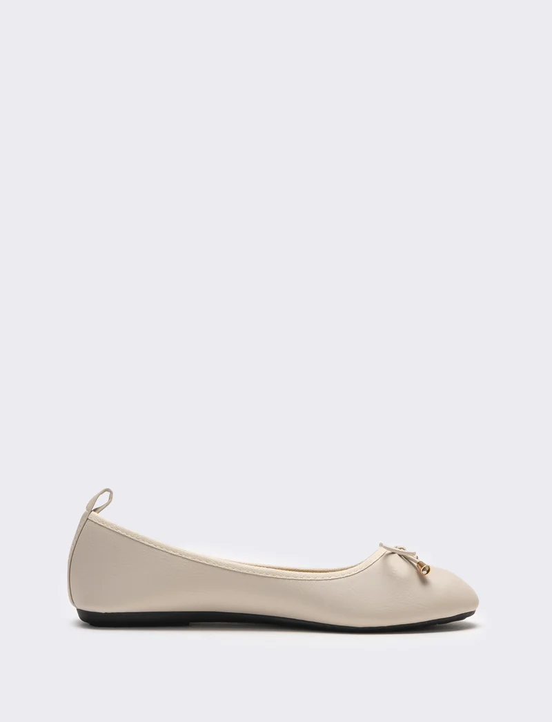 Ballerina da donna con fiocco - Beige