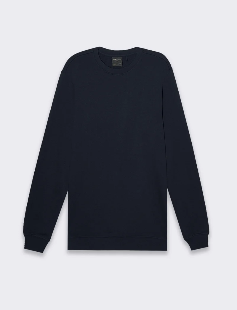 Felpa basic girocollo in cotone da uomo - Blu