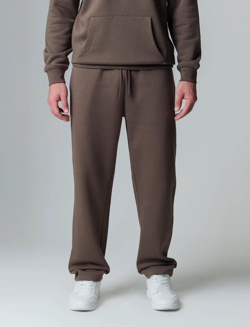 Pantaloni straight in felpa con vita jogger da uomo - Grigio fango