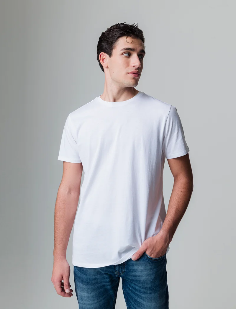 T-shirt waffle regular fit da uomo - Bianco