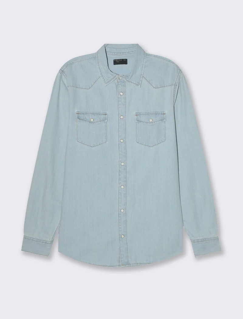 Camicia in denim con tasche da uomo - Denim chiaro