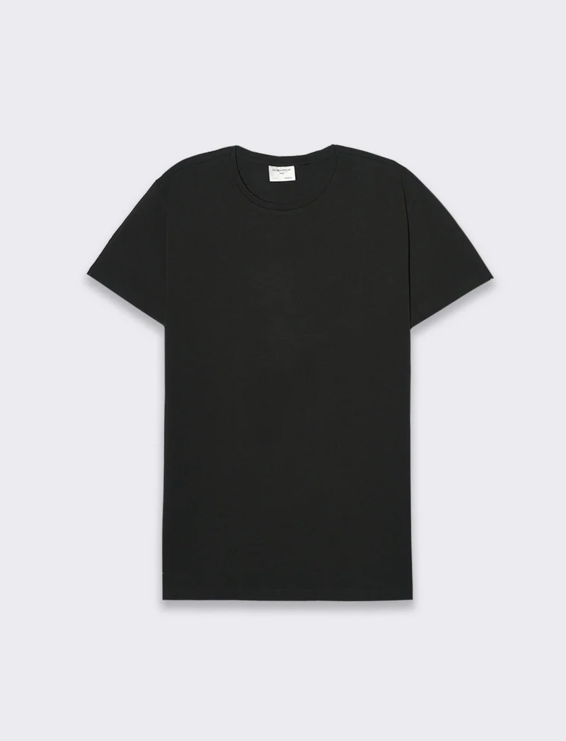 T-shirt basic in cotone elasticizzato slim fit da uomo - Nero