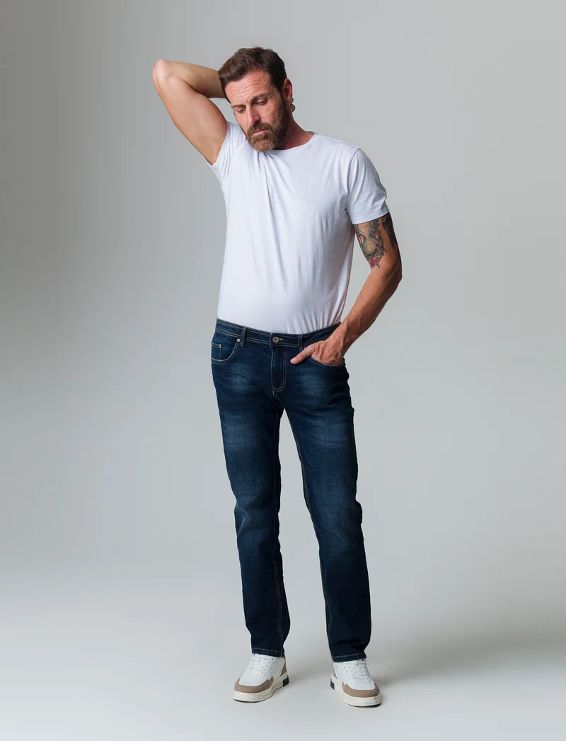 Jeans regular fit blu scuro da uomo - Denim