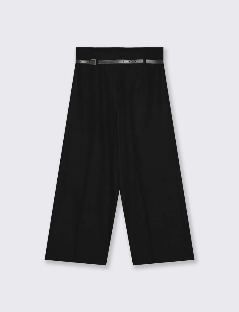 Pantalone Culotte con Cintura e Elastico - Nero