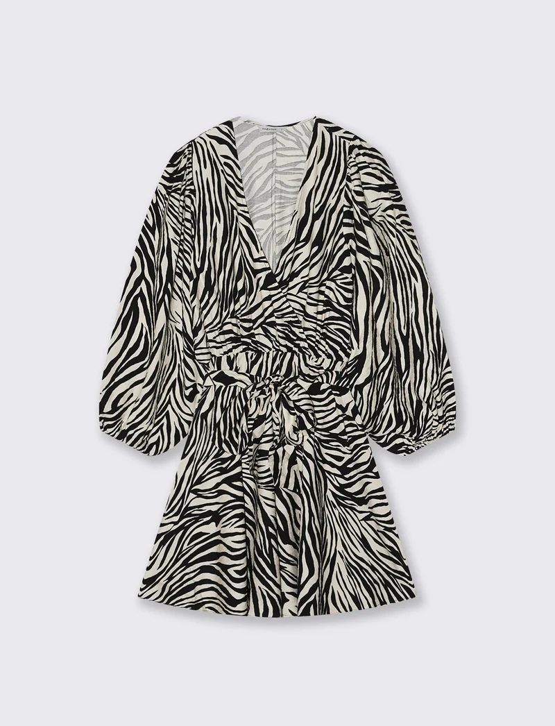 Vestito corto con scollo a V e fusciacca - var 2