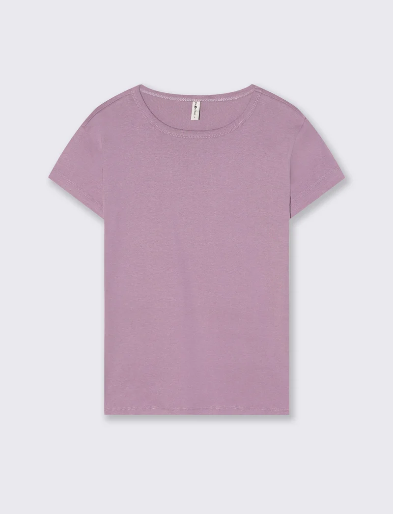 T-Shirt Basica Mezza Manica Girocollo - Viola glicine
