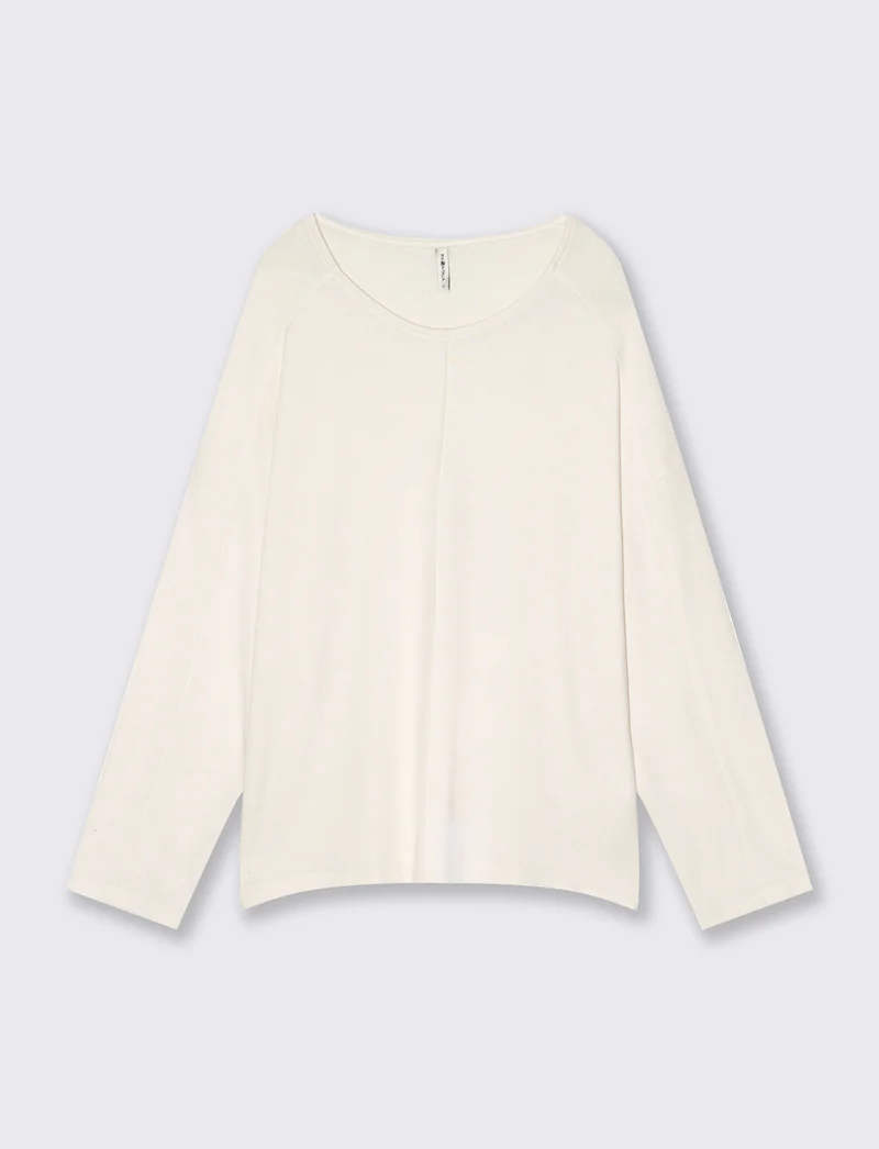 T-Shirt Manica Lunga con Spalla Scesa - Avorio