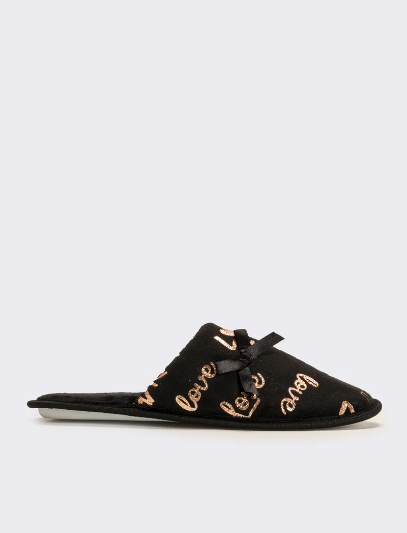 Pantofola con scritta love da donna - Nero