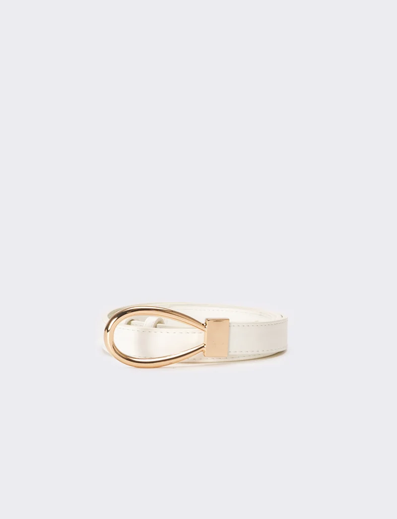 Cintura donna con fibbia goccia - Bianco