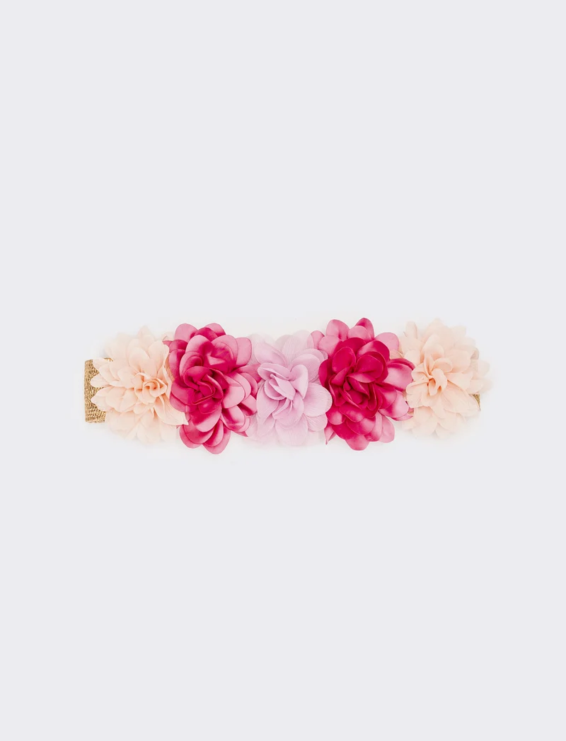 Cintura bambina elastica con fiori - Rosa