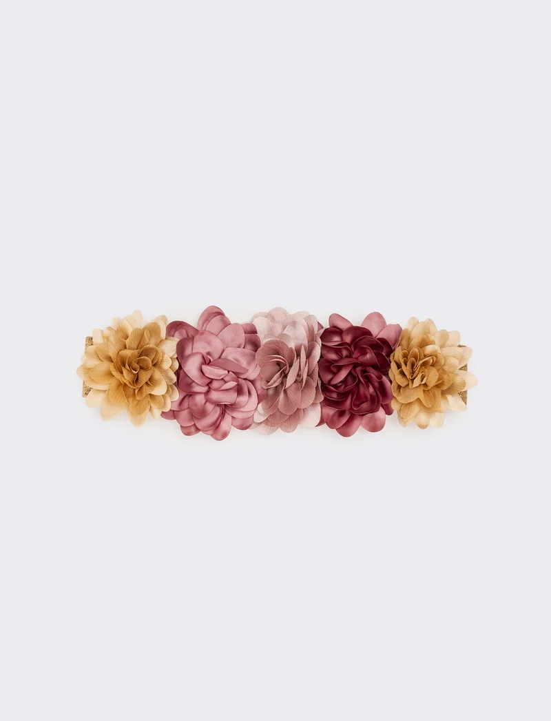 Cintura bambina elastica con fiori - Oro