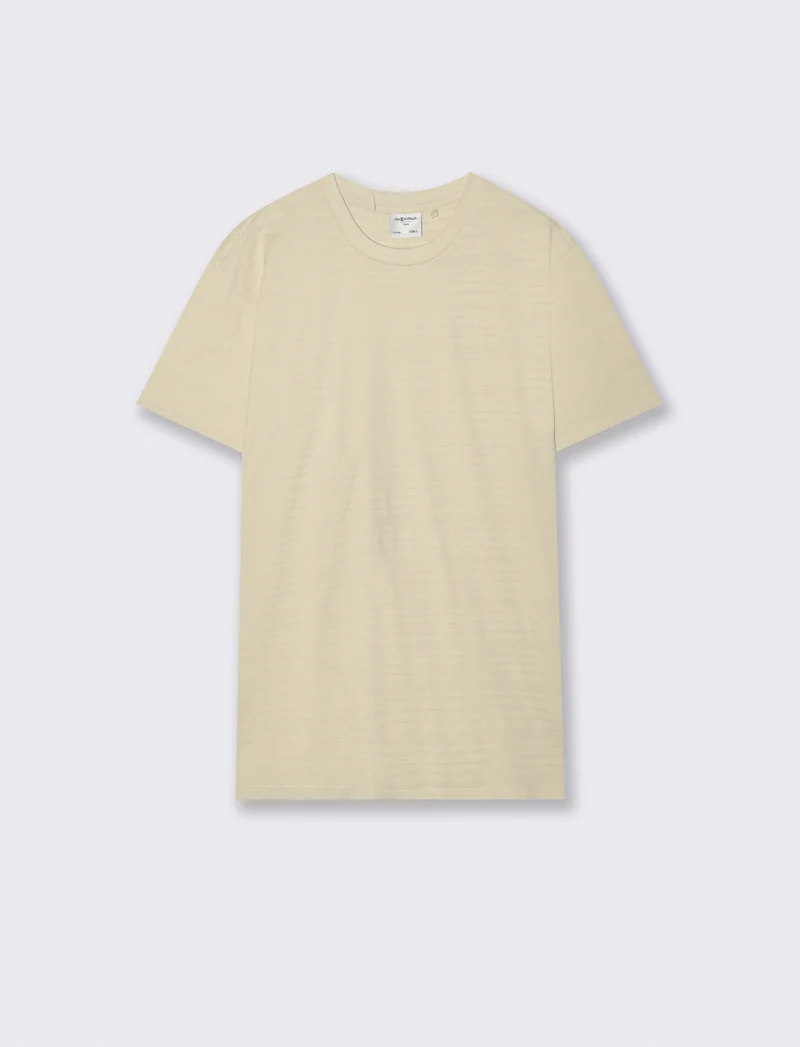 T-shirt girocollo jacquard righe - Beige ecru