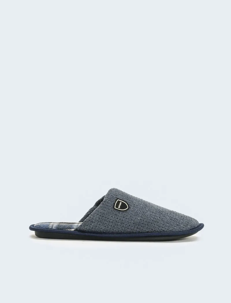 Pantofola da uomo con fodera effetto galles - Blu